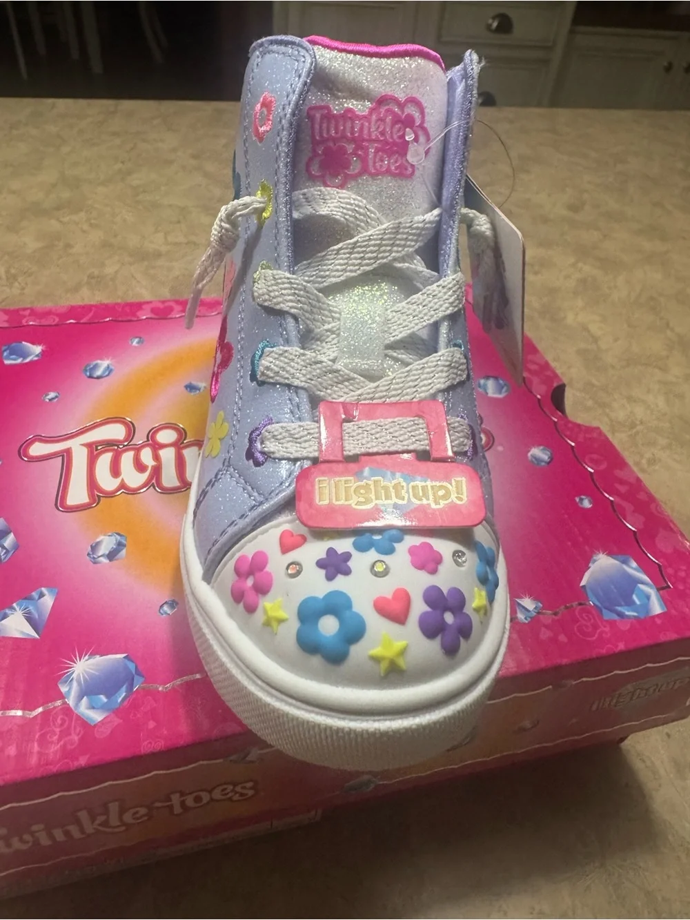 Sketchers Twinkle Toes Girls' Light Purple super blossom High-Top Sneakers Sz 10